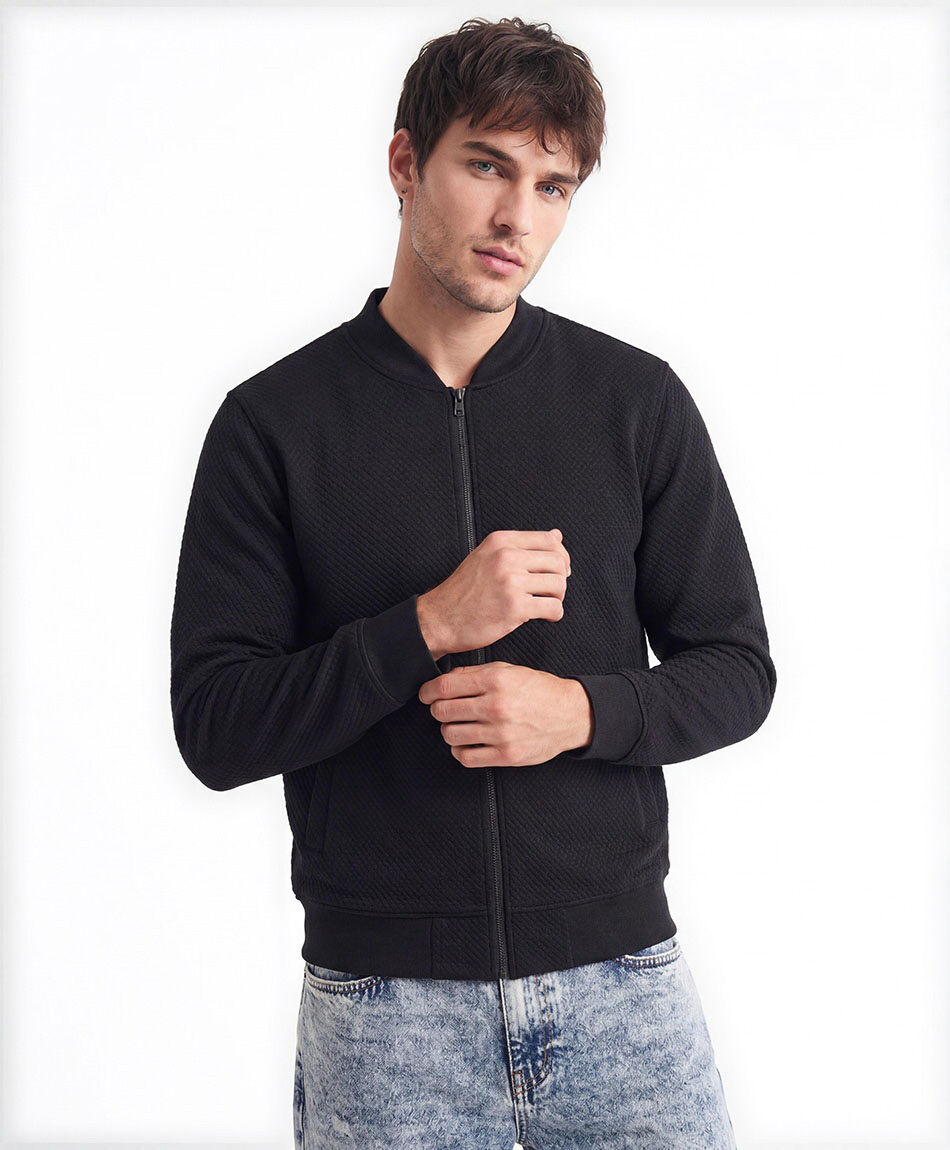Chaqueta hombre bomber negra