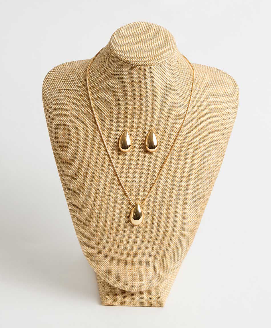 Set collar + aros mujer gotas