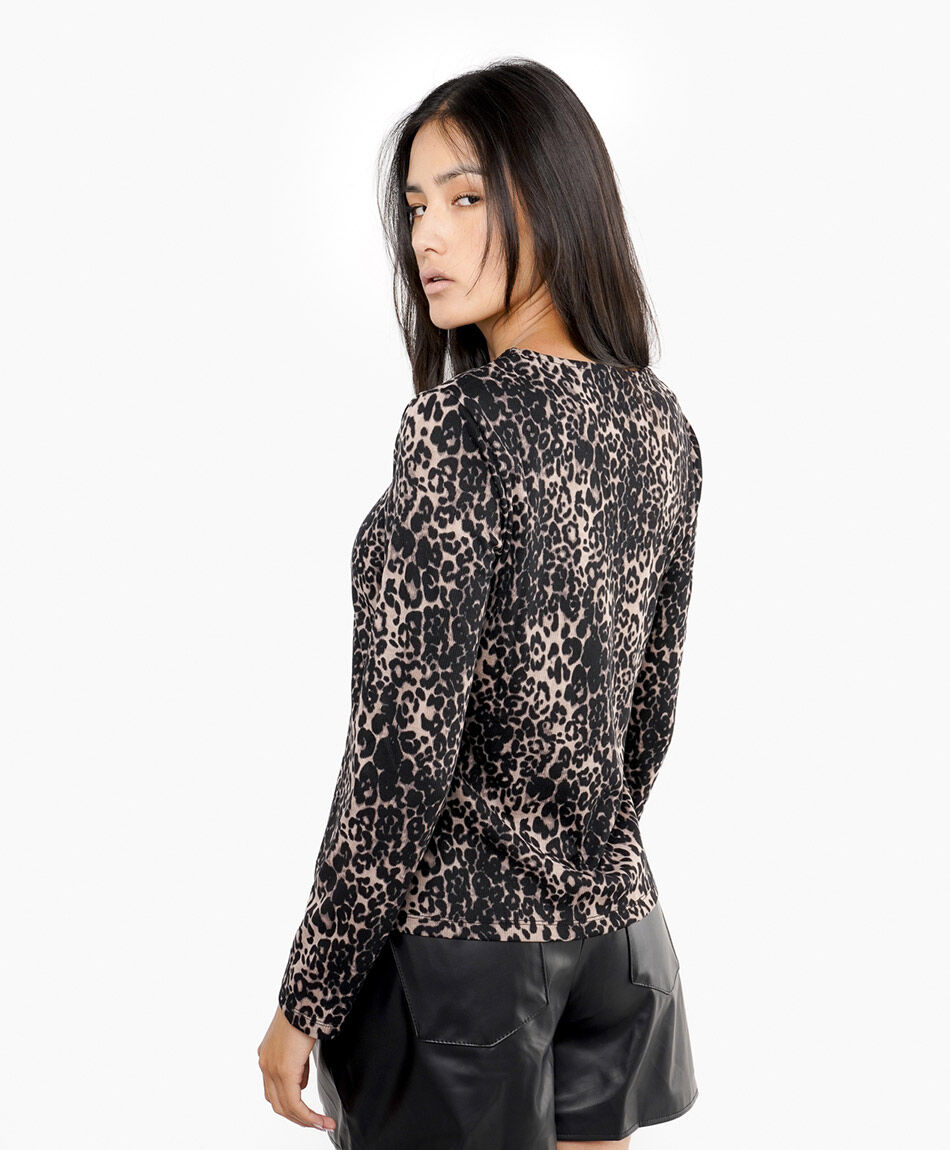 Polera mujer black animal print