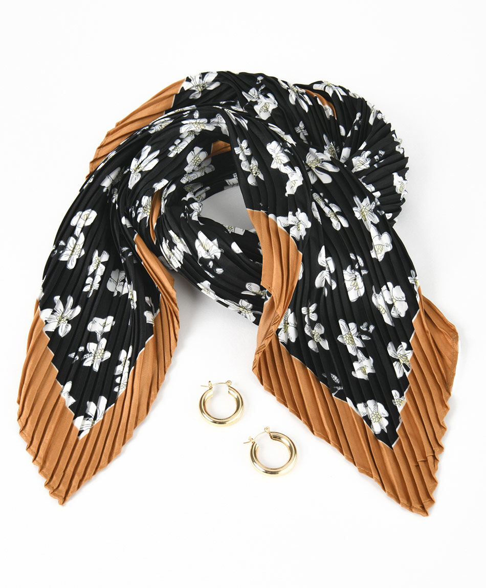 Set pañuelo + aros mujer floreado