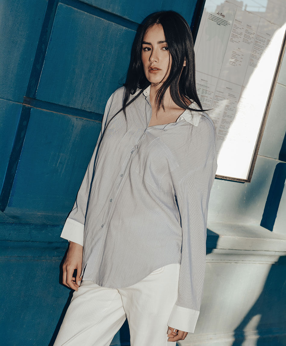 Blusa mujer blue contraste