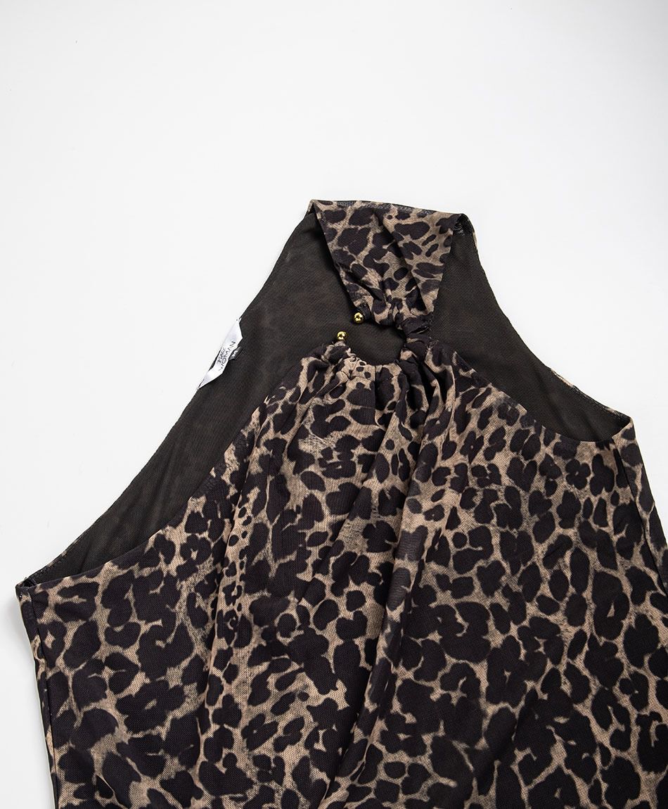 Polera mujer top asim&eacute;trica animal print