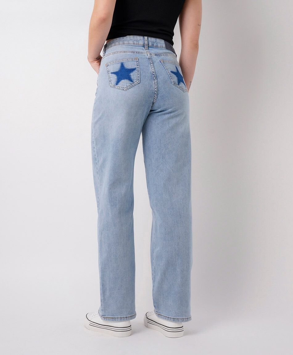 Jeans mujer straight estrella dyed