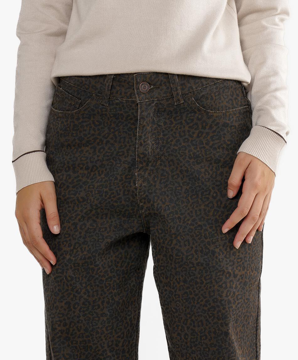 Jeans mujer animal print liso brown