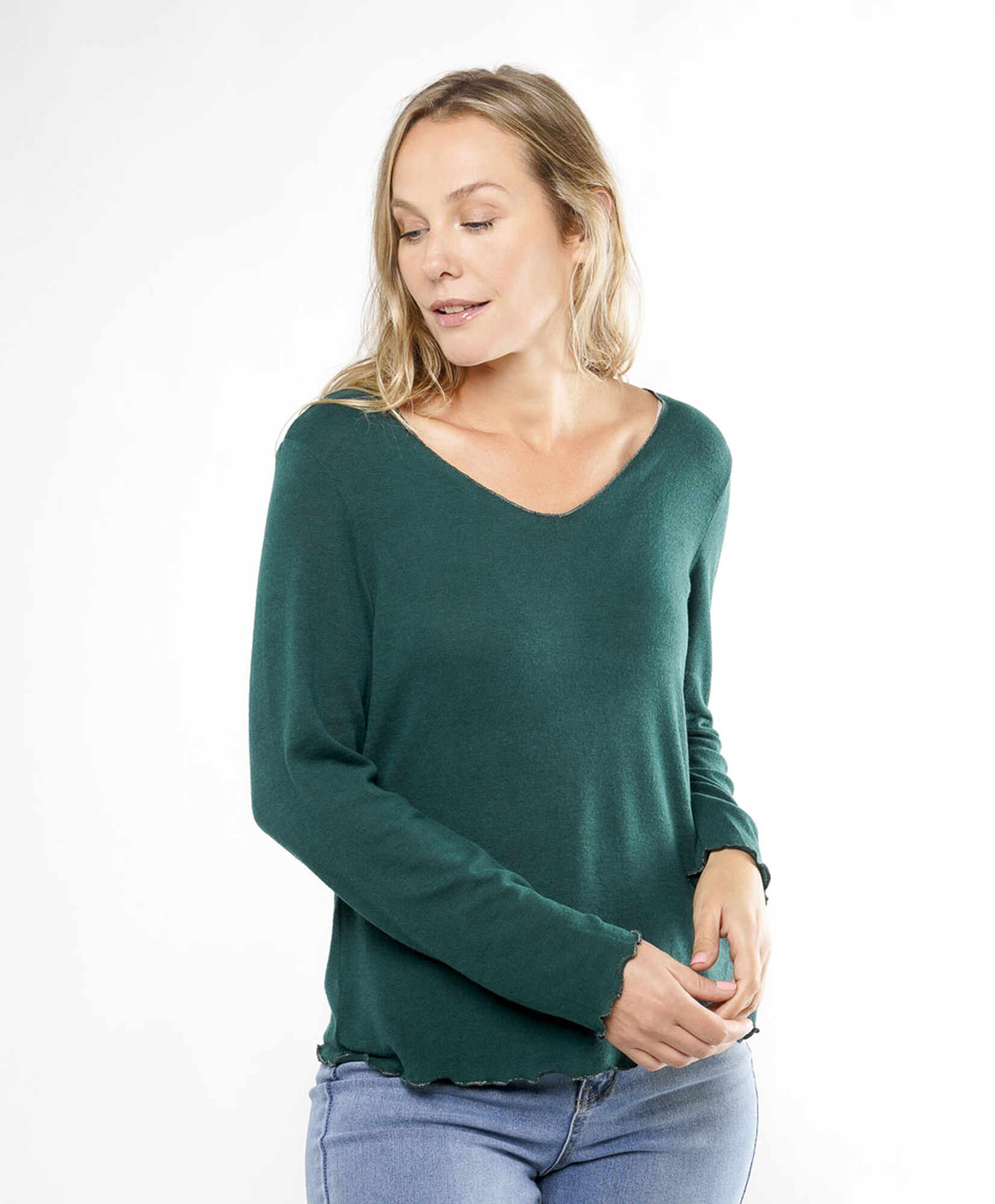Polera mujer cuello v colores Polera mujer cuello v colores