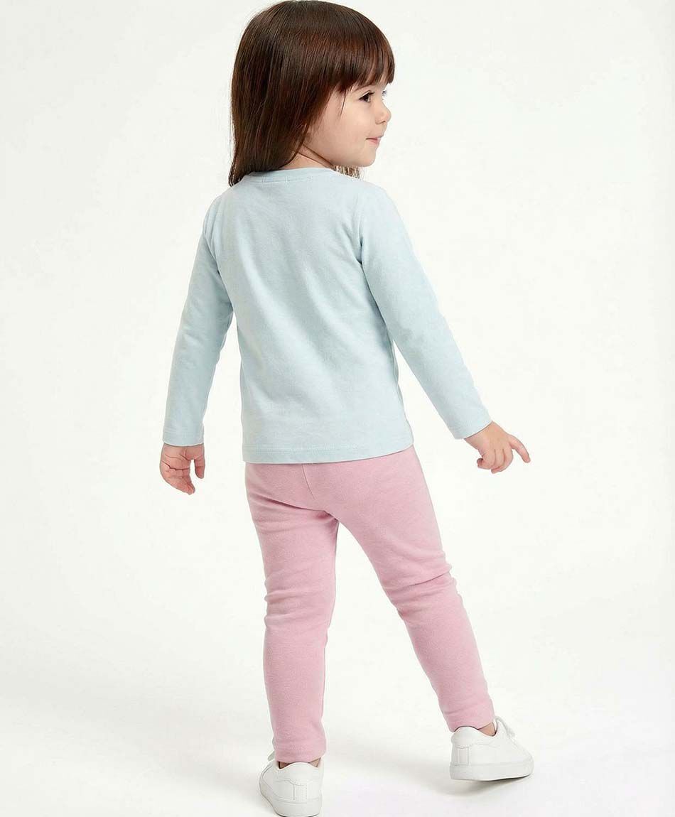 Leggins beb&eacute; forrada lisa rosado