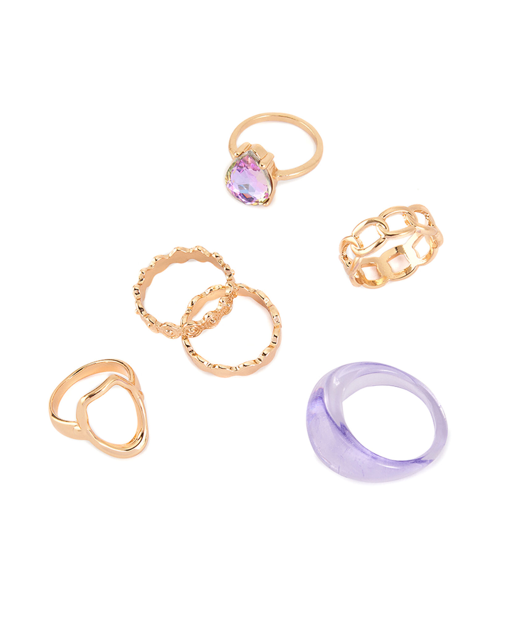Set 6 anillos mujer detalles lilas Set 6 anillos mujer detalles lilas