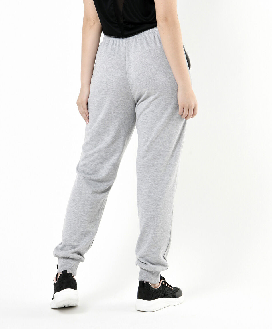 Pantal&oacute;n de buzo mujer liso gris claro