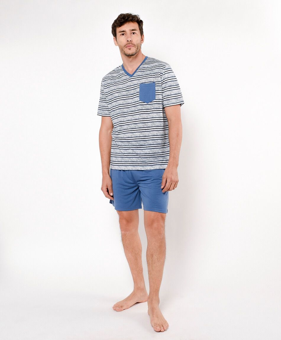 Pijama hombre bolsillo azul