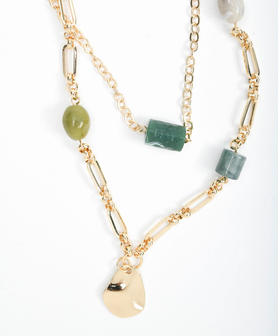 Collar mujer piedras doble 1 pieza