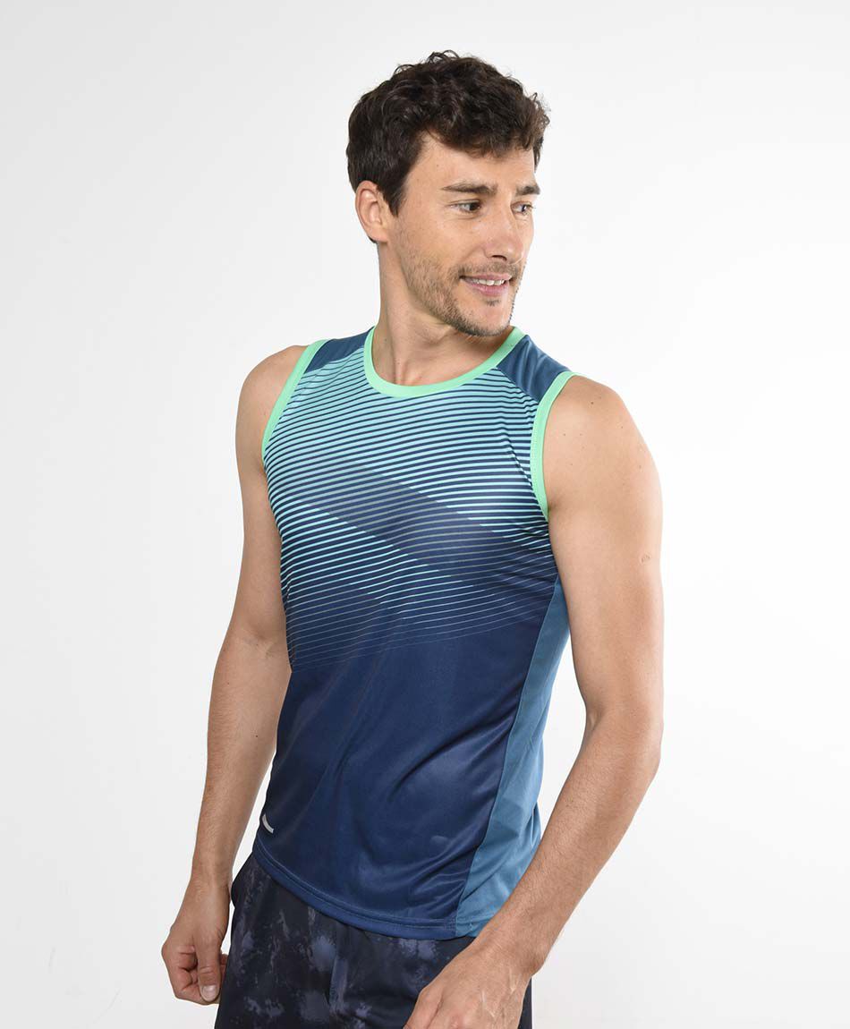 Polera deportiva sin mangas cuello redondo