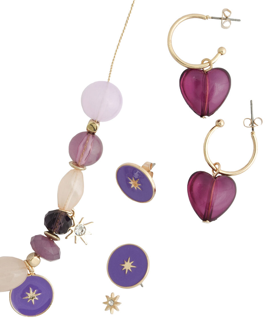 Set joyas aros + collar 6 piezas