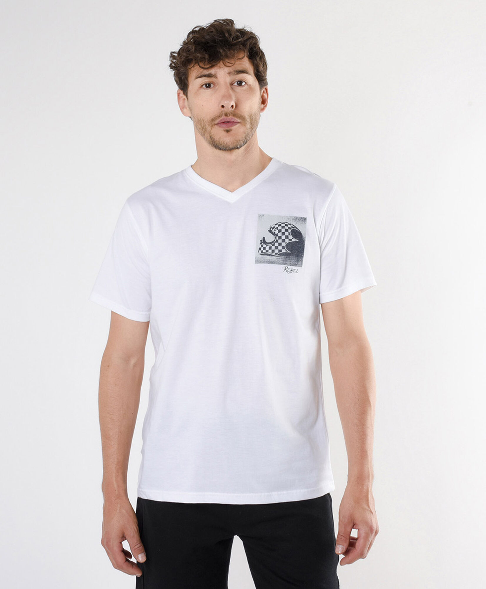Polera hombre doble estampado casco Polera hombre doble estampado casco