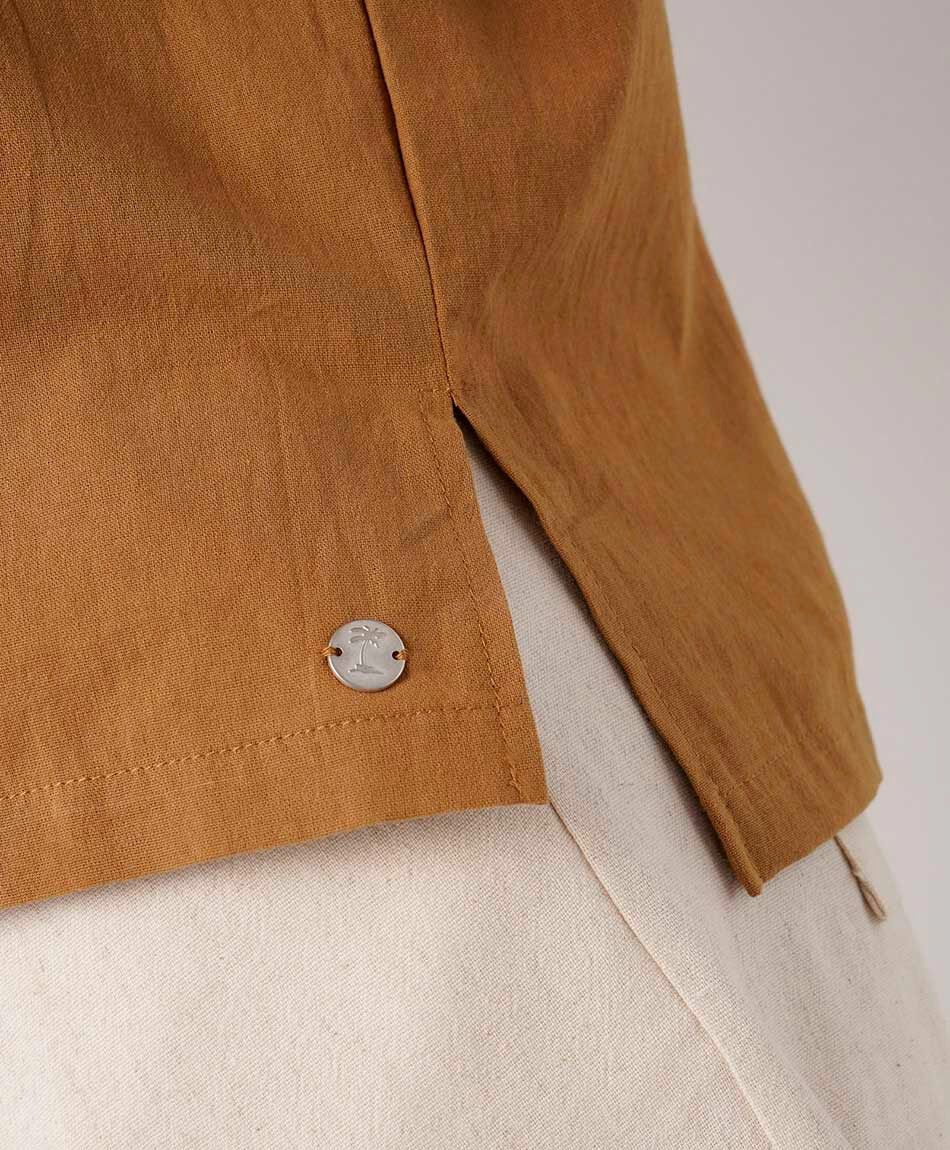 Blusa mujer lino bolsillos