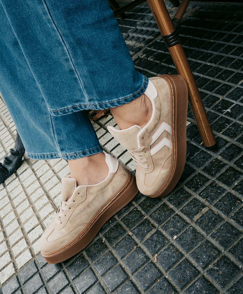 Zapatilla mujer vintage beige