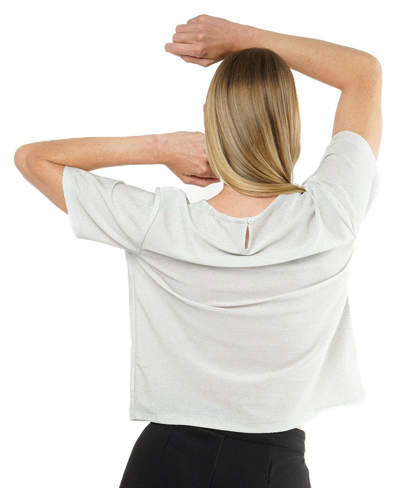 Polera mujer plata brillos Polera mujer plata brillos