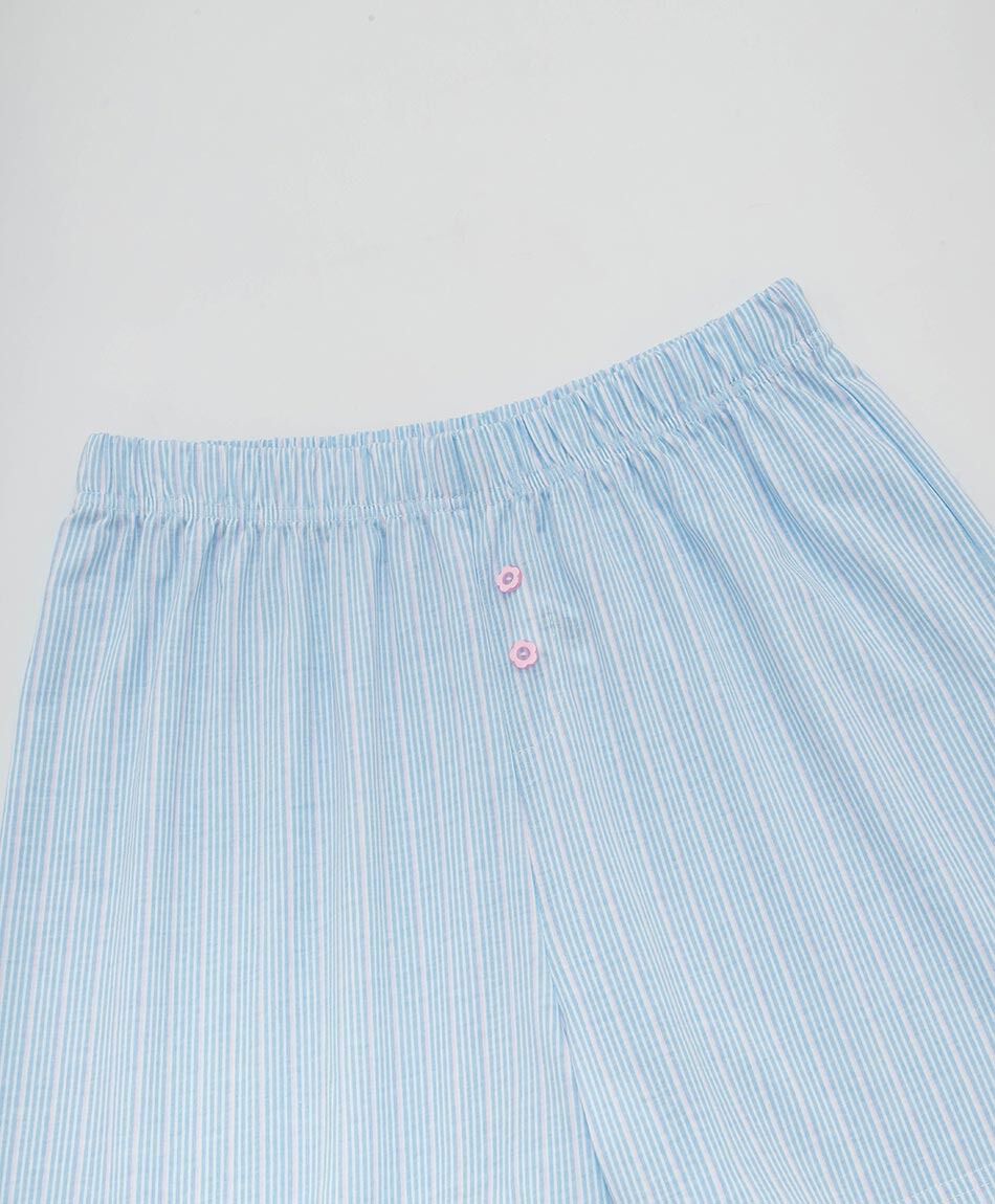 Pijama mujer short rayas azul
