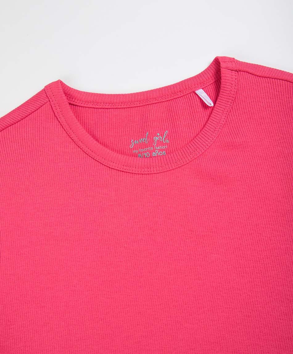 Polera ni&ntilde;a doble lazos fucsia