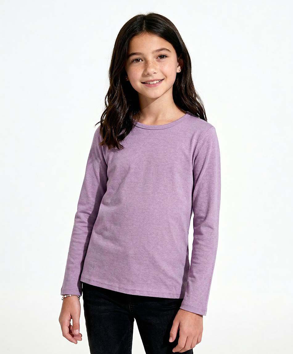 Polera ni&ntilde;a b&aacute;sica manga larga