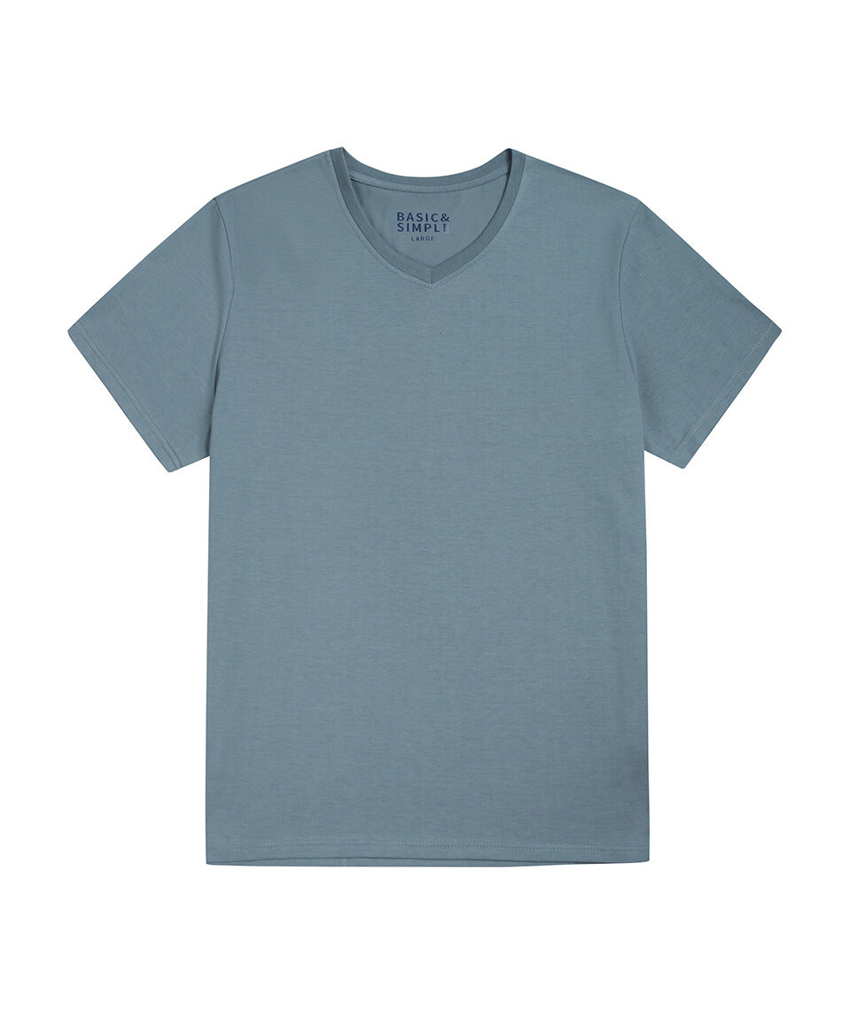 Polera hombre cuello en v lisa