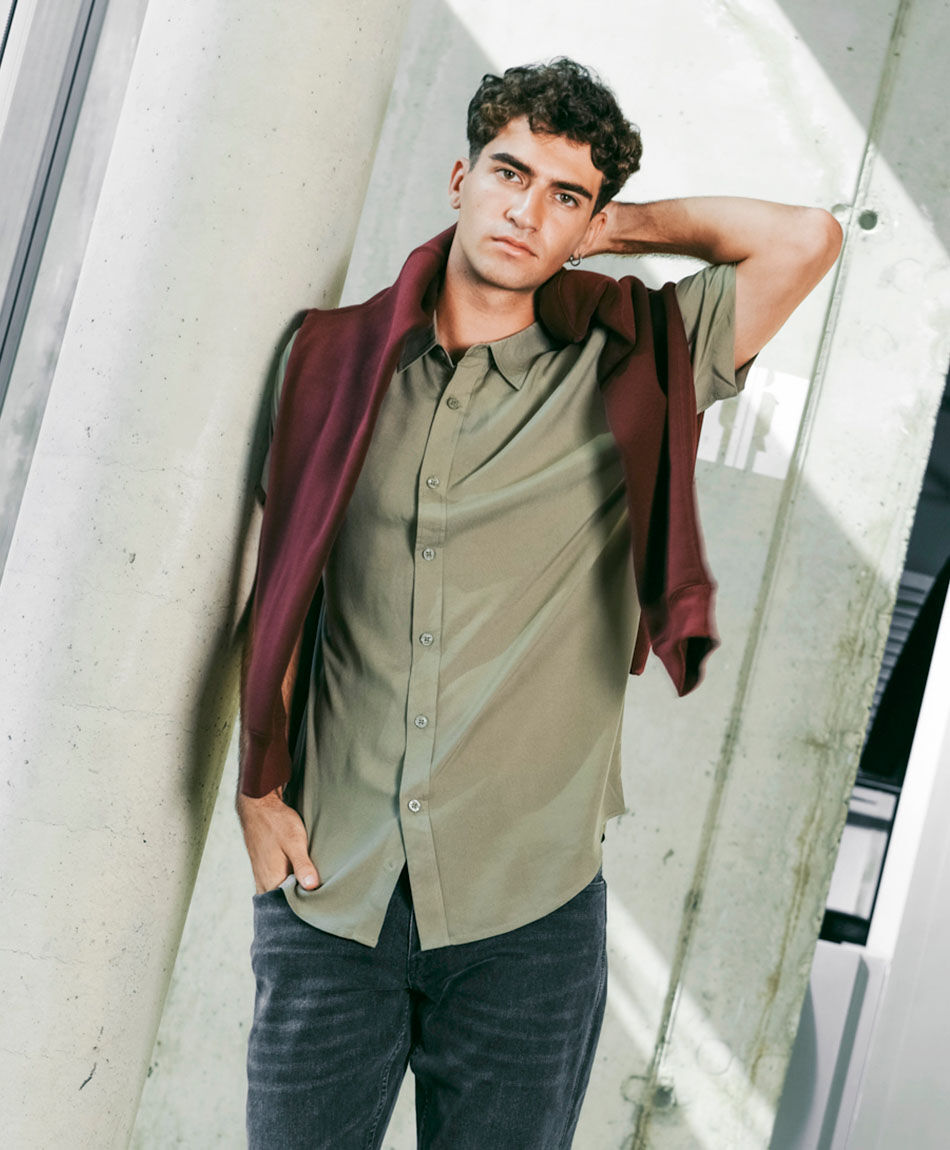 Camisa hombre lisa manga corta