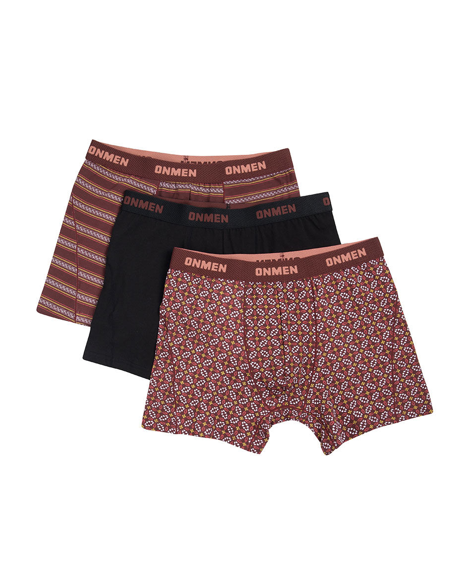 Pack 3 boxer hombre dise&ntilde;o rojo