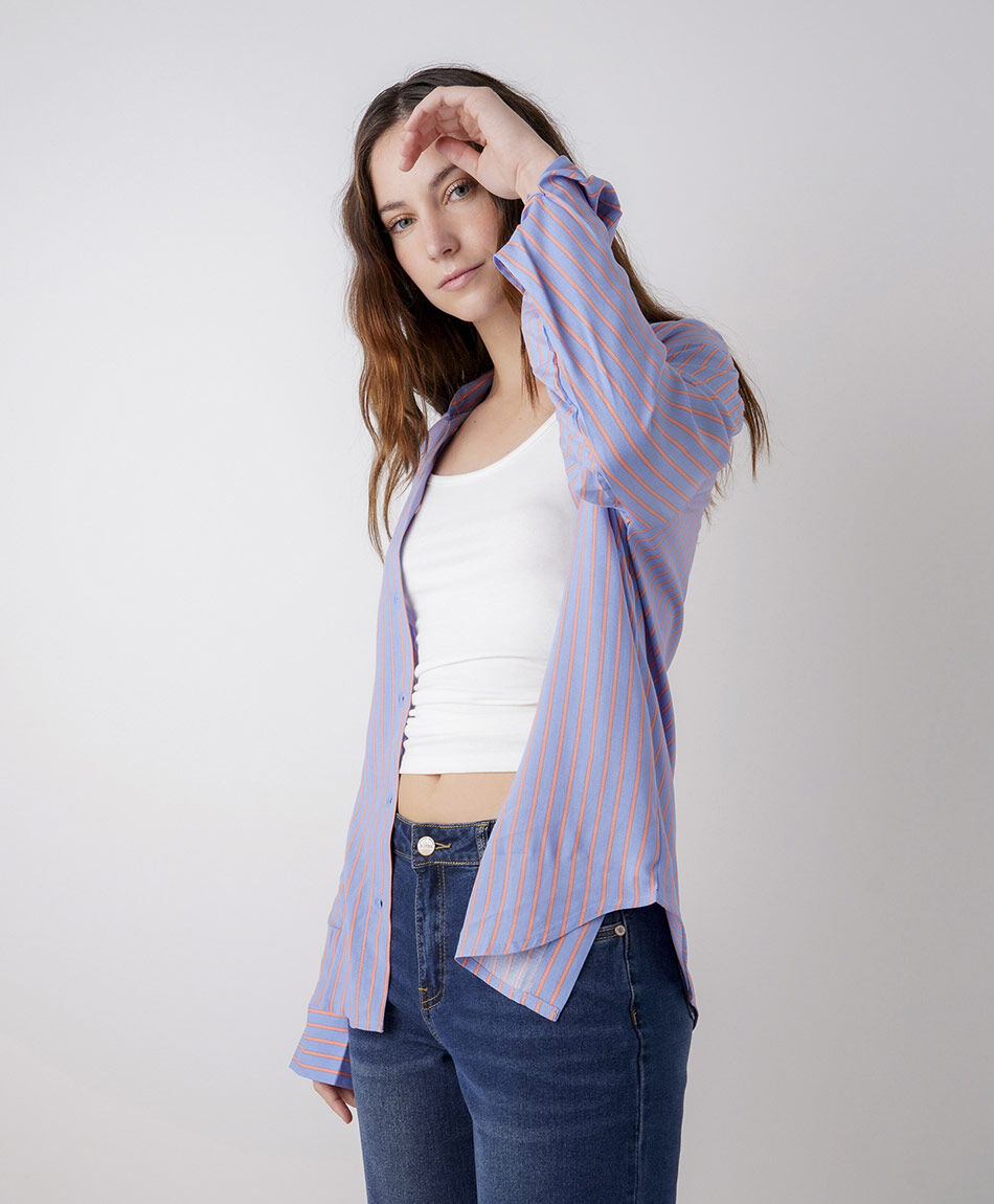 Blusa mujer bicolor l&iacute;neas verticales