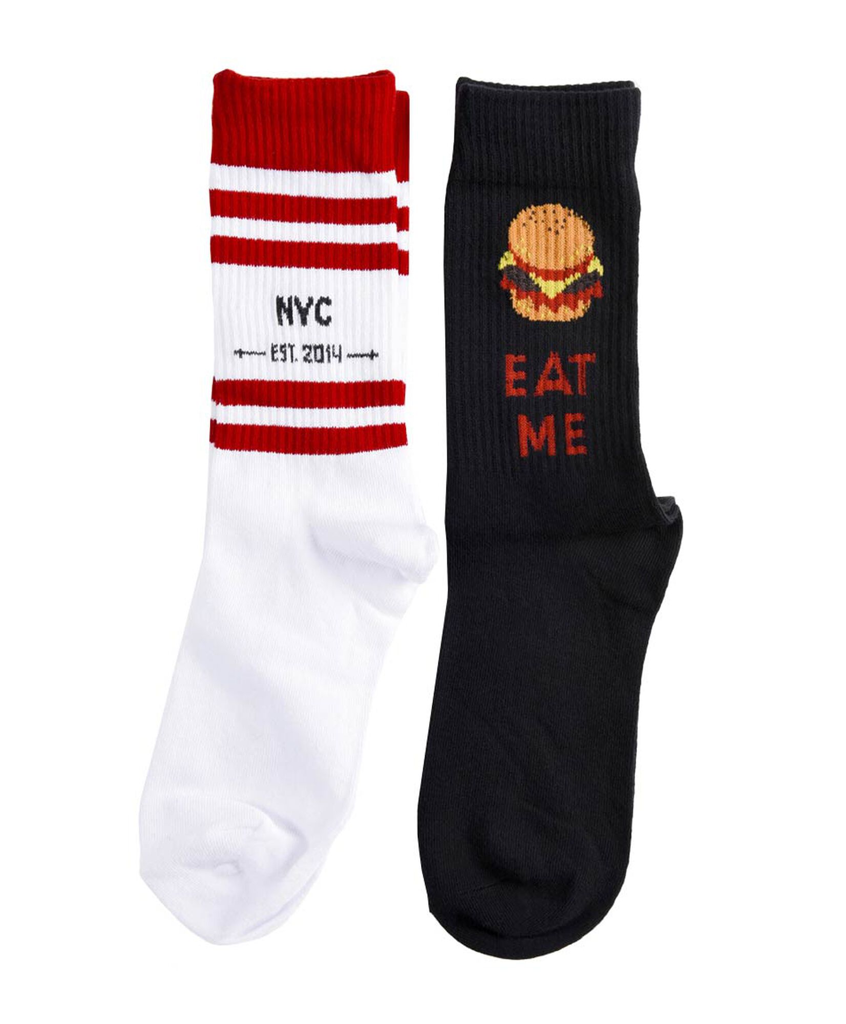 Pack 2 calcetines hombre líneas y hamburguesa Pack 2 calcetines hombre líneas y hamburguesa