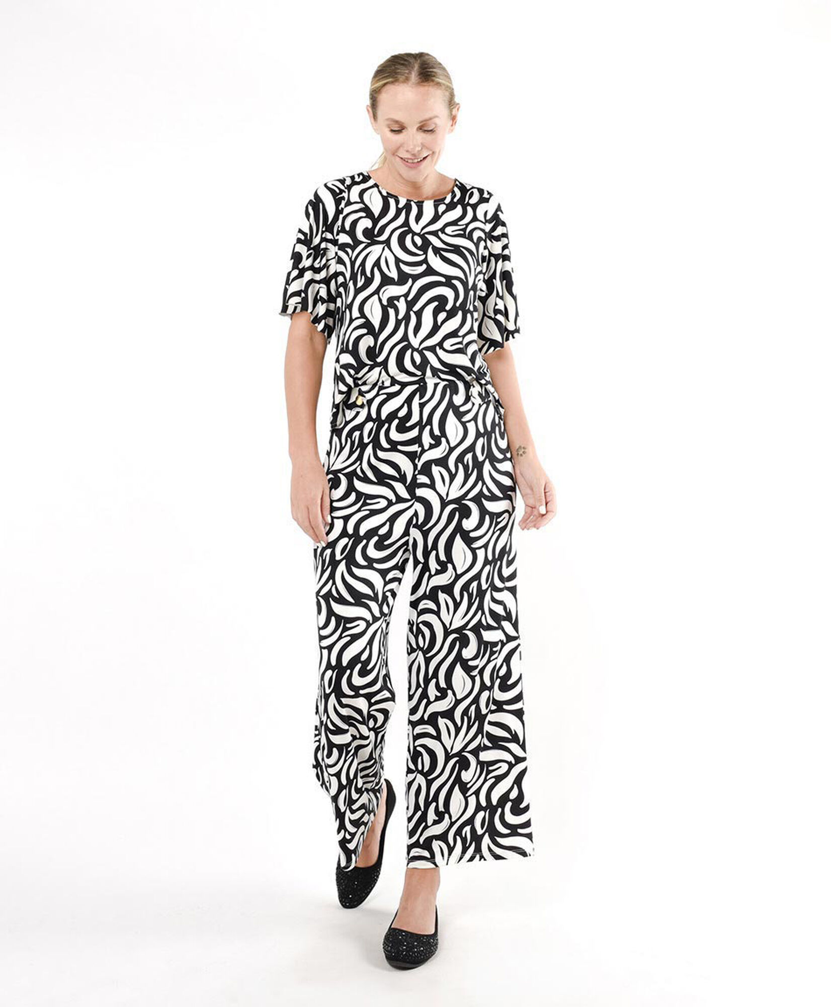 Pantalón mujer hojas palazzo Pantalón mujer hojas palazzo