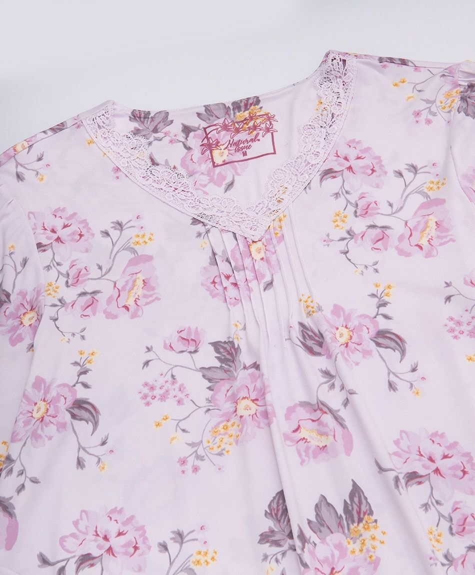 Camisa de dormir mujer floreada rosada
