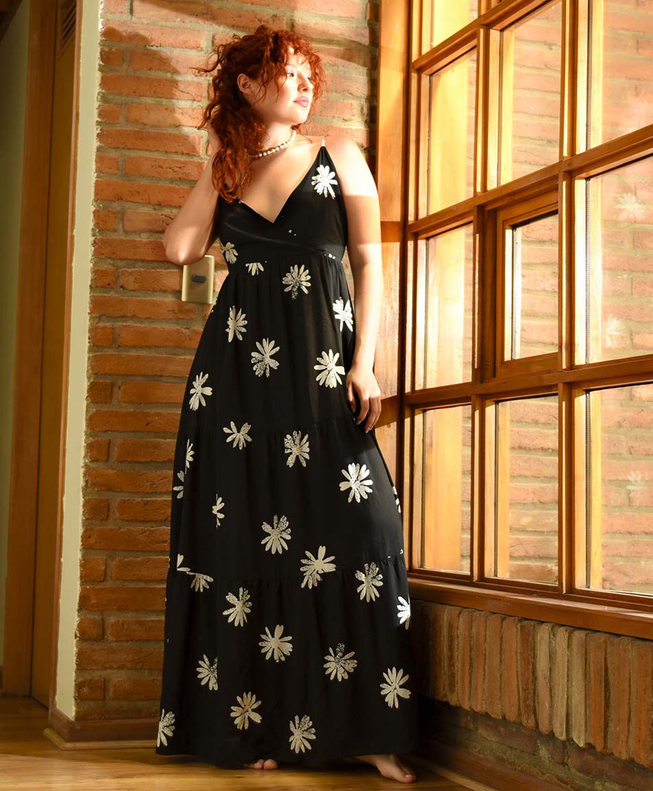 Vestido mujer largo flores