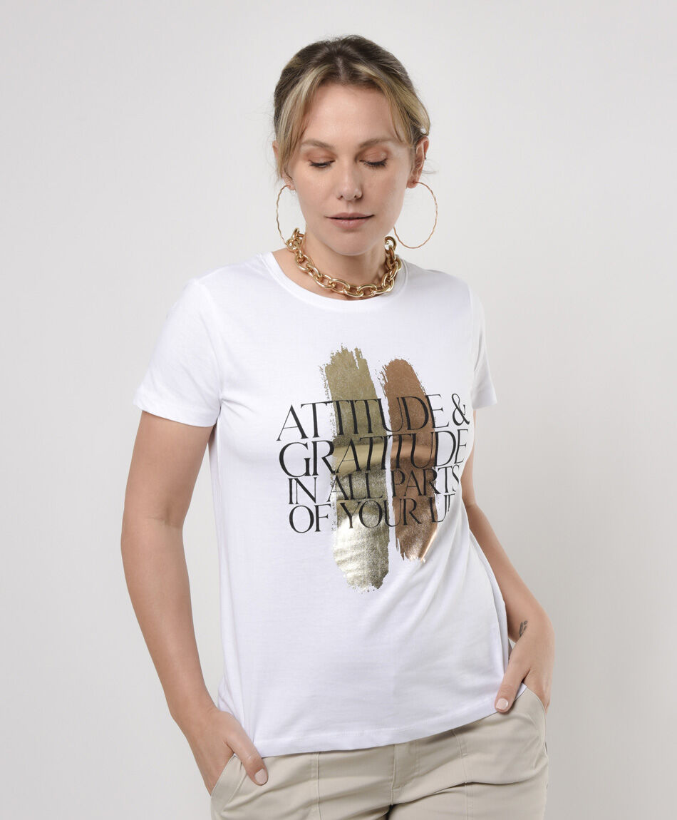 Polera mujer pinceladas texto