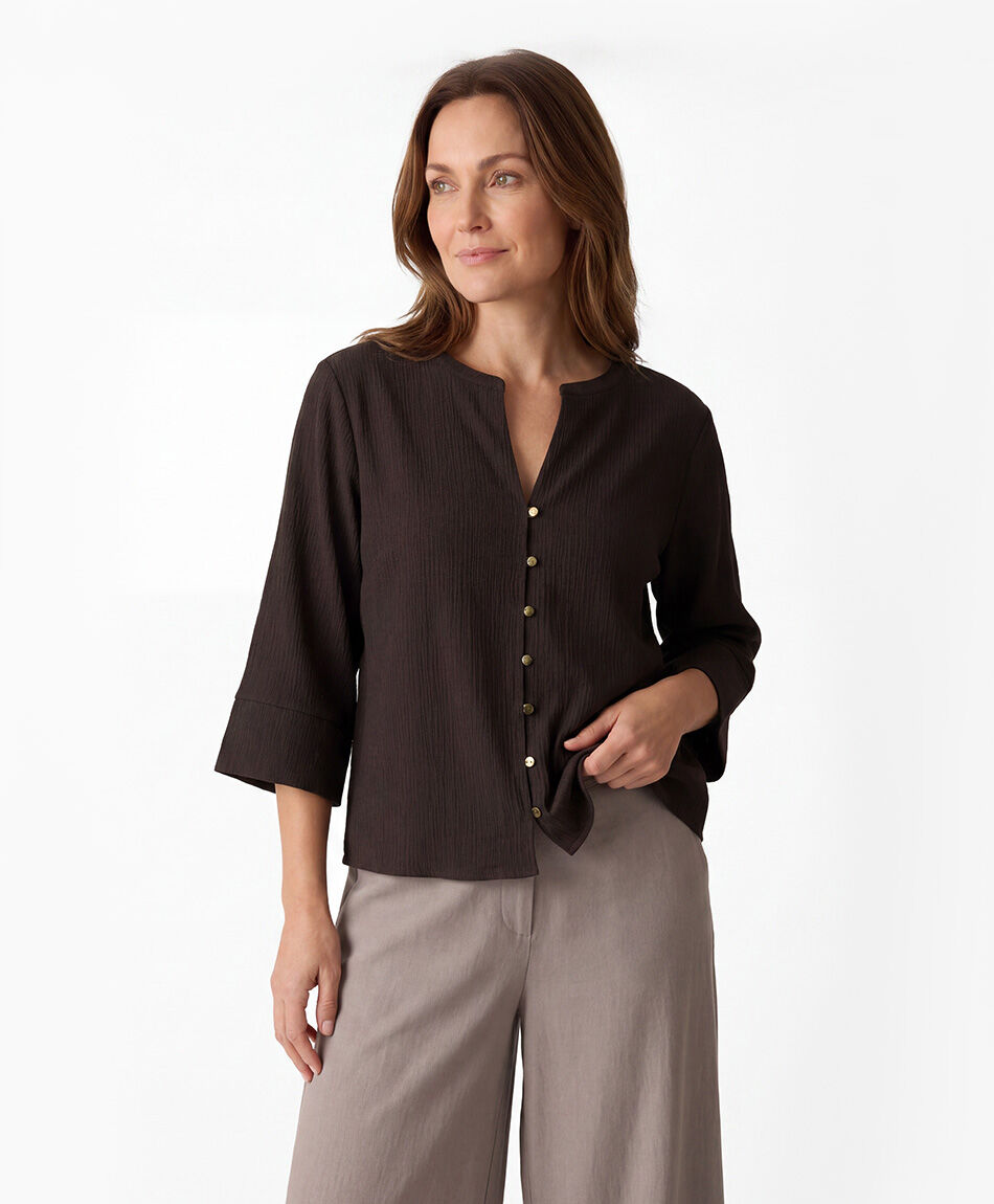 Polera mujer botones dorados