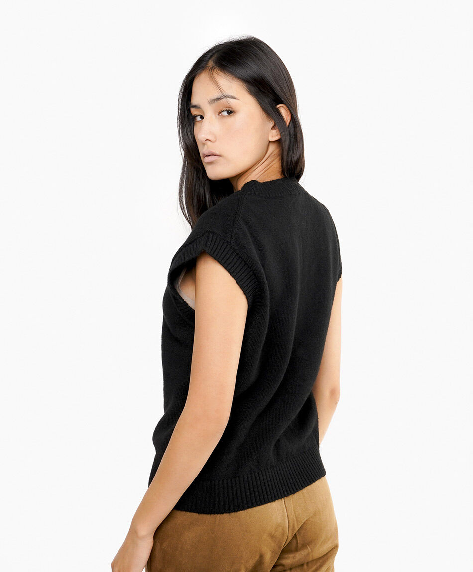 Sweater mujer sin mangas cuello v