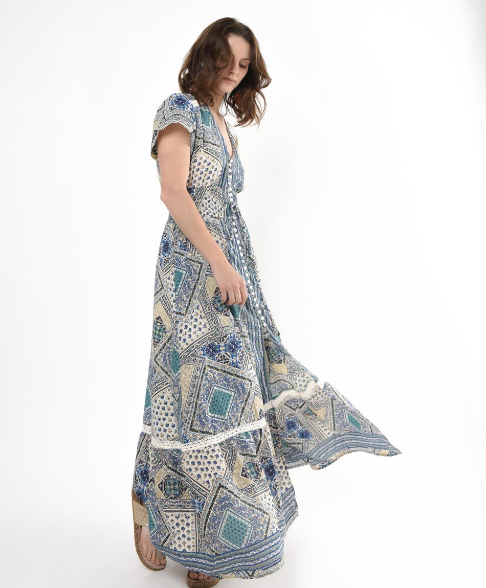 Vestido mujer largo patchwork