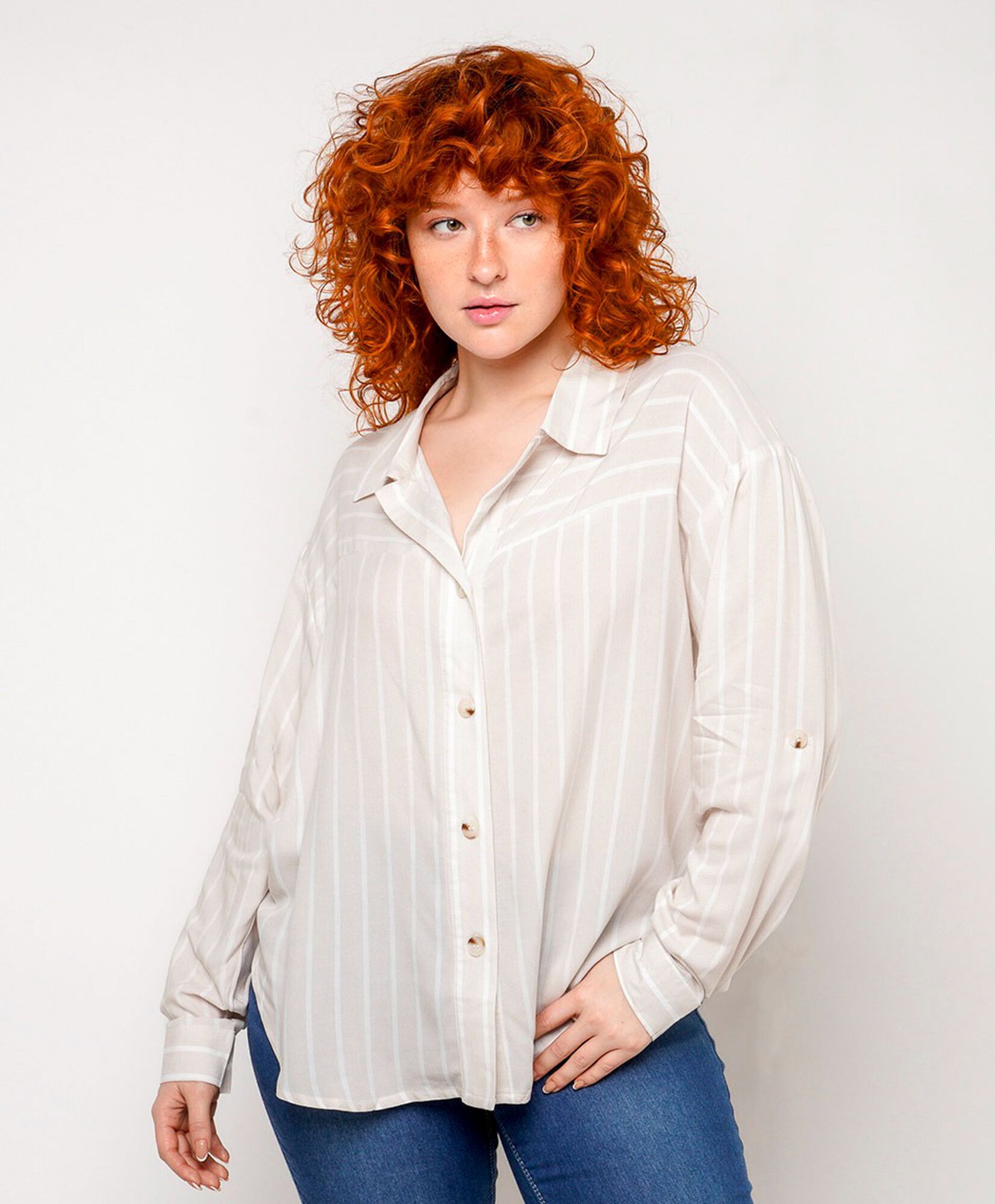 Blusa mujer líneas beige Blusa mujer líneas beige