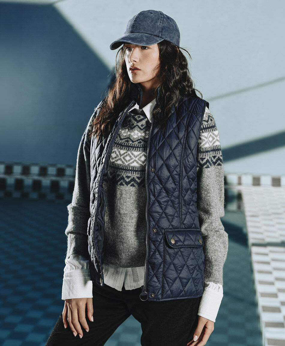 Parka mujer sin mangas entallada blue
