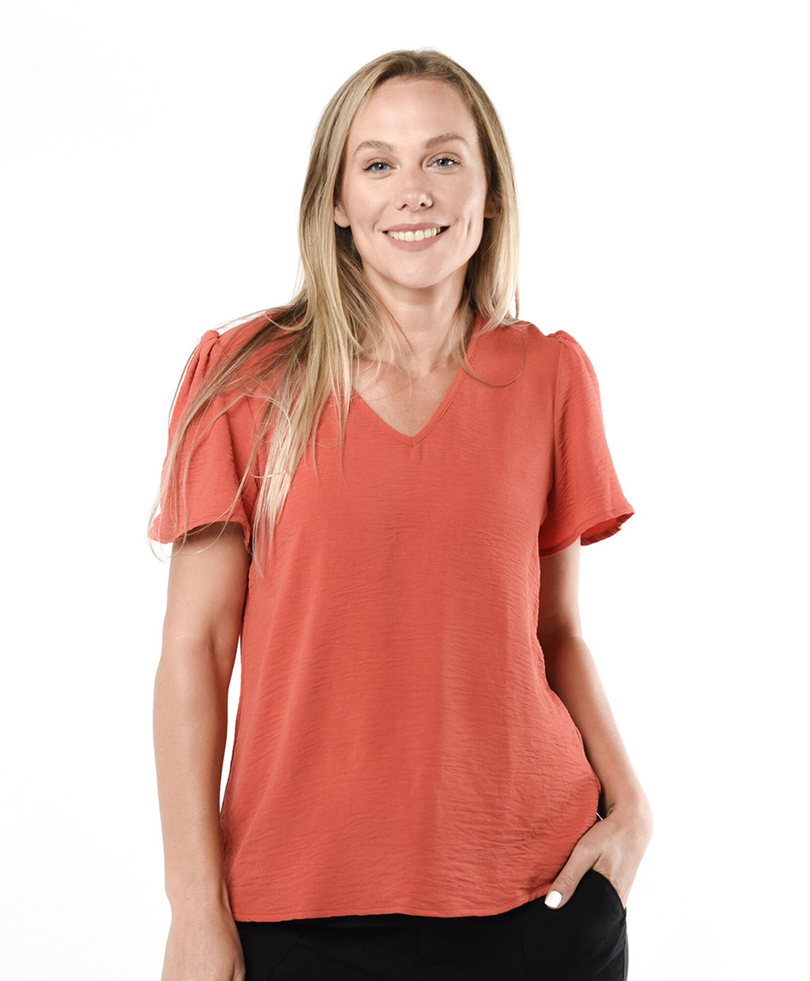 Blusa mujer manga vuelo color Blusa mujer manga vuelo color