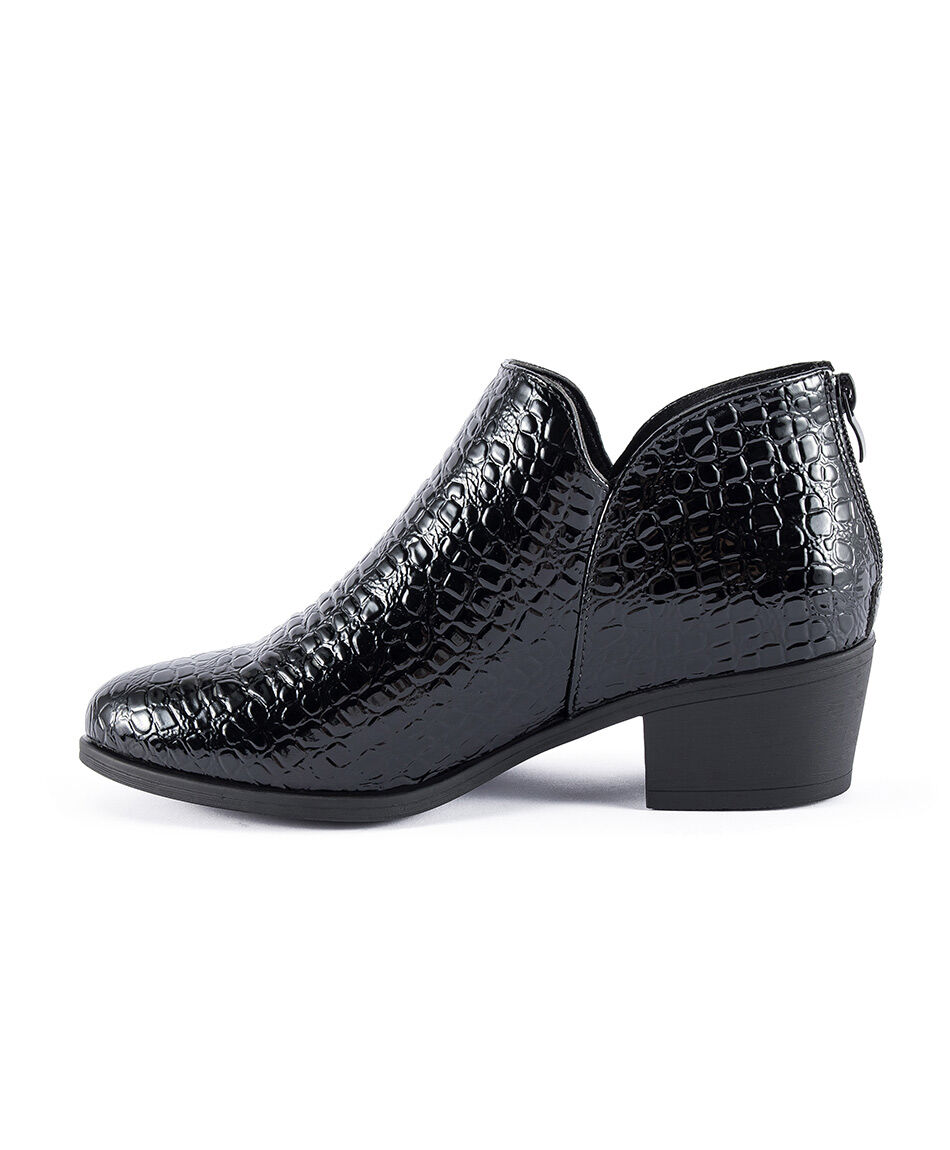 Bot&iacute;n mujer negro estampado serpiente