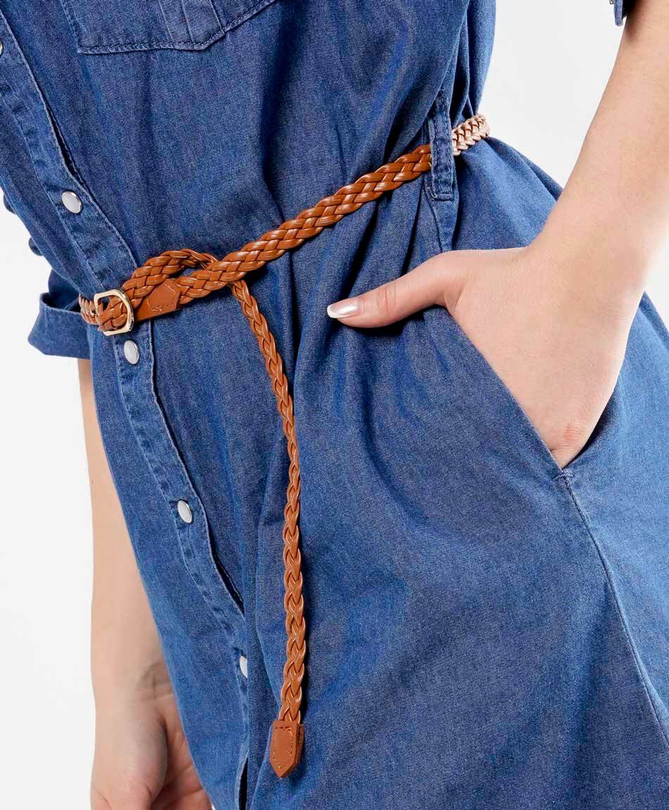 Vestido mujer denim cintur&oacute;n