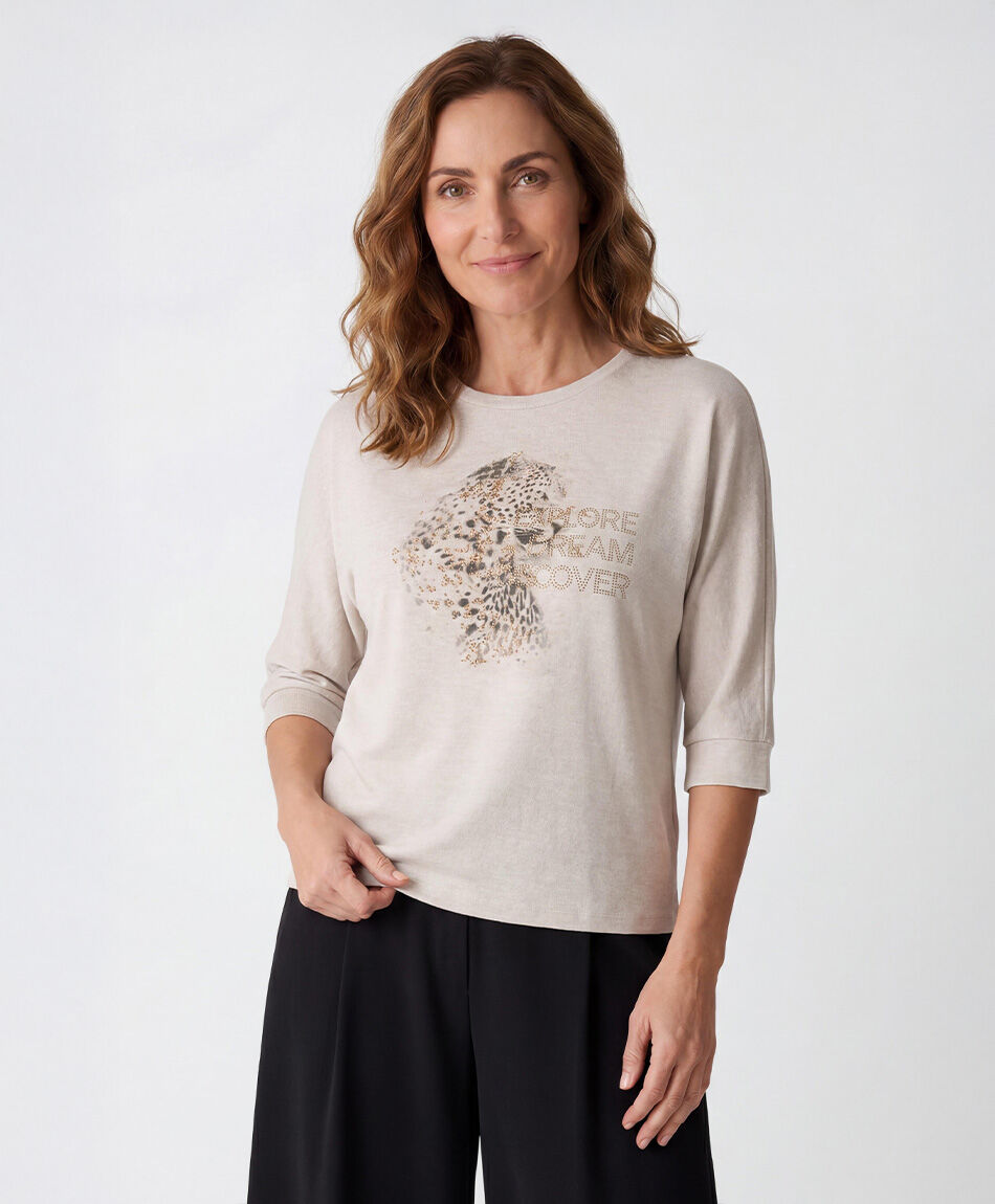 Polera mujer lanosa estampado