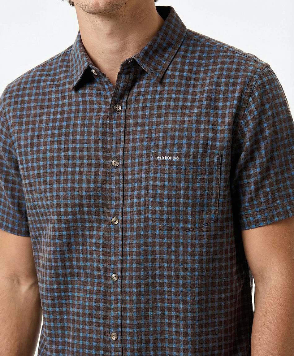 Camisa hombre cuadros manga corta