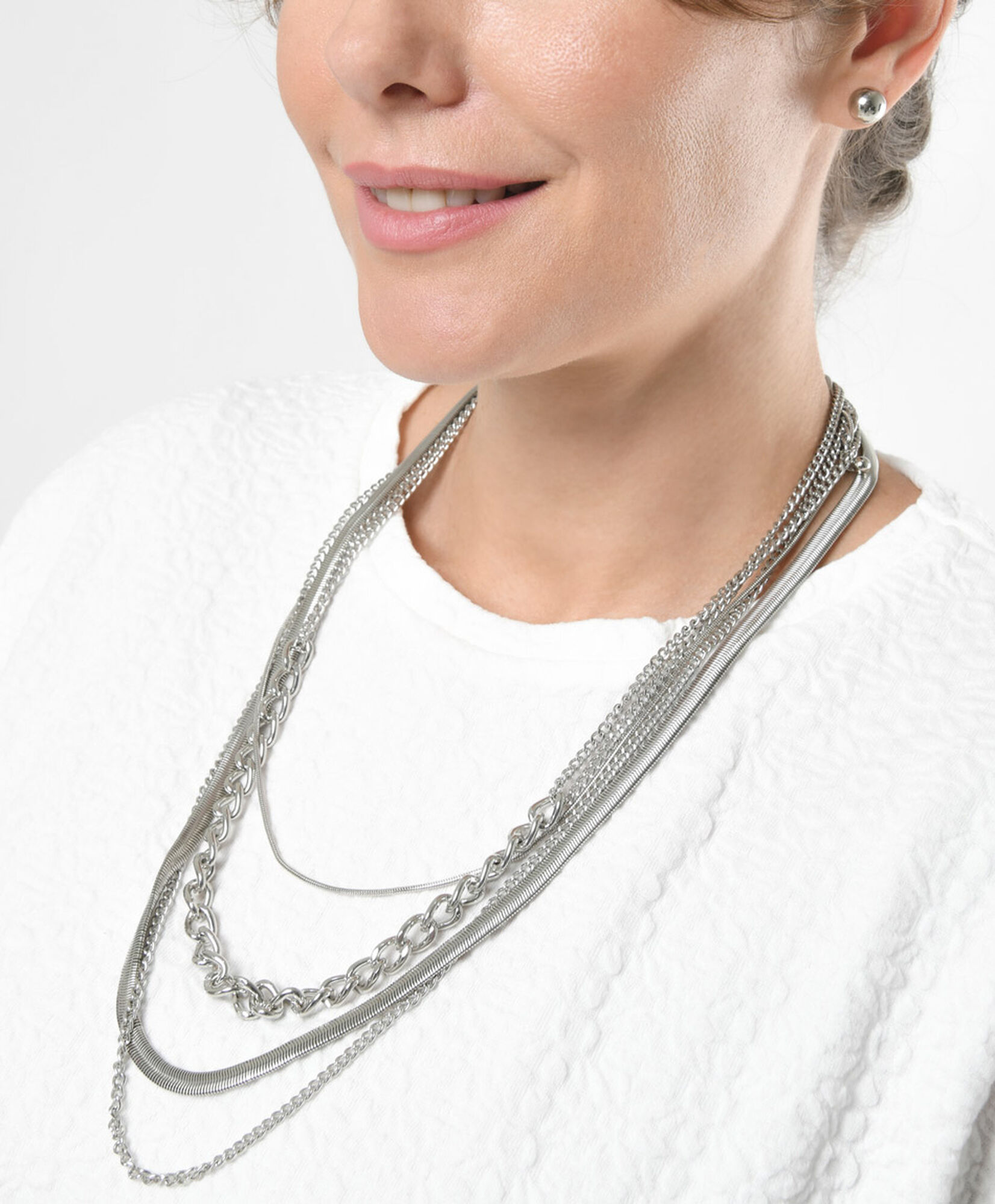 Set collar + aros mujer mix cadenas esferas 3 piezas Set collar + aros mujer mix cadenas esferas 3 piezas