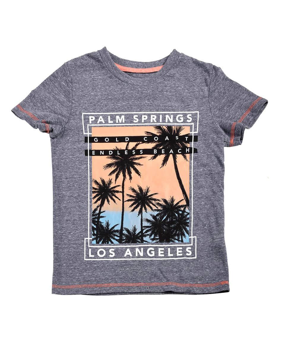 Polera melange estampada