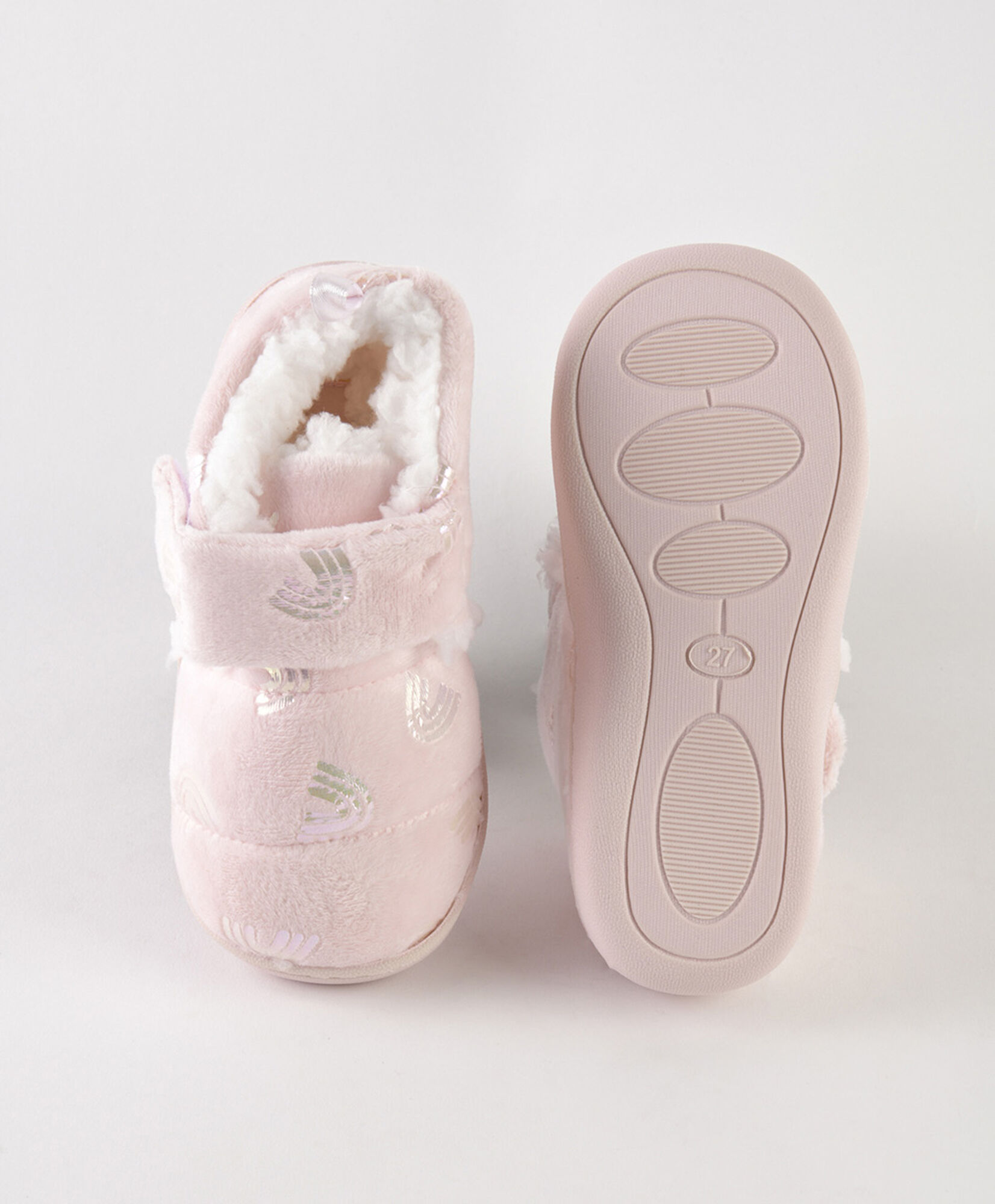 Pantufla infantil (23 a 29) rosada arcoiris Pantufla infantil (23 a 29) rosada arcoiris