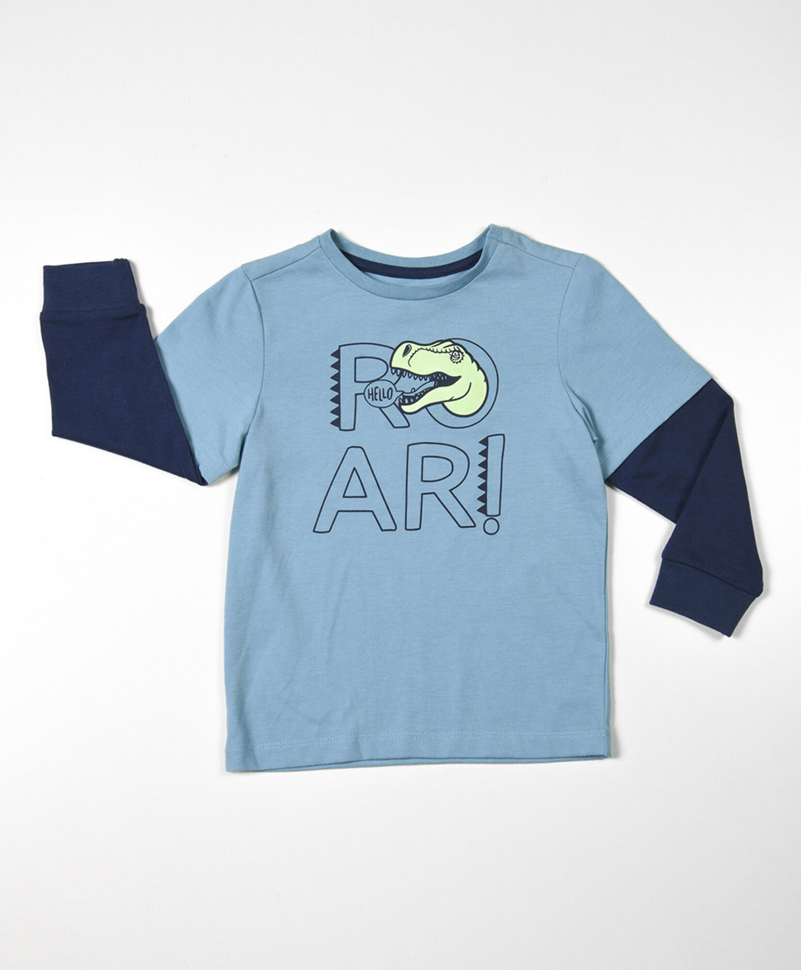 Polera bebé dinosaurio bicolor Polera bebé dinosaurio bicolor