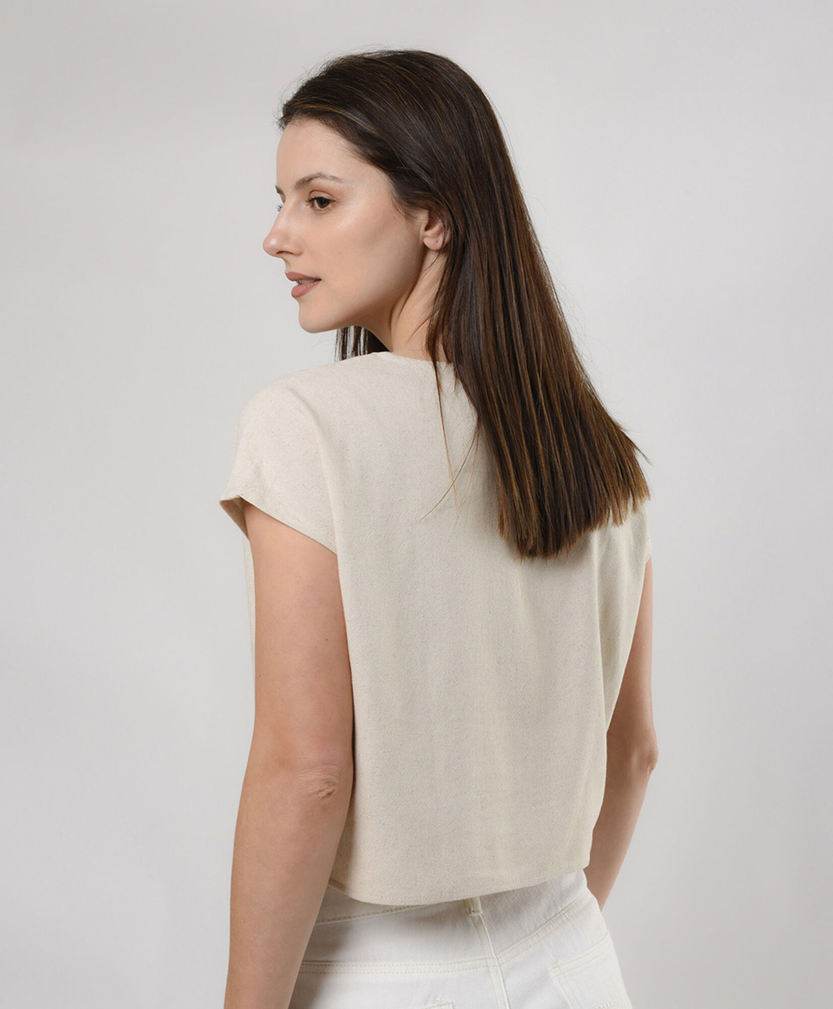 Blusa mujer lino corta Blusa mujer lino corta