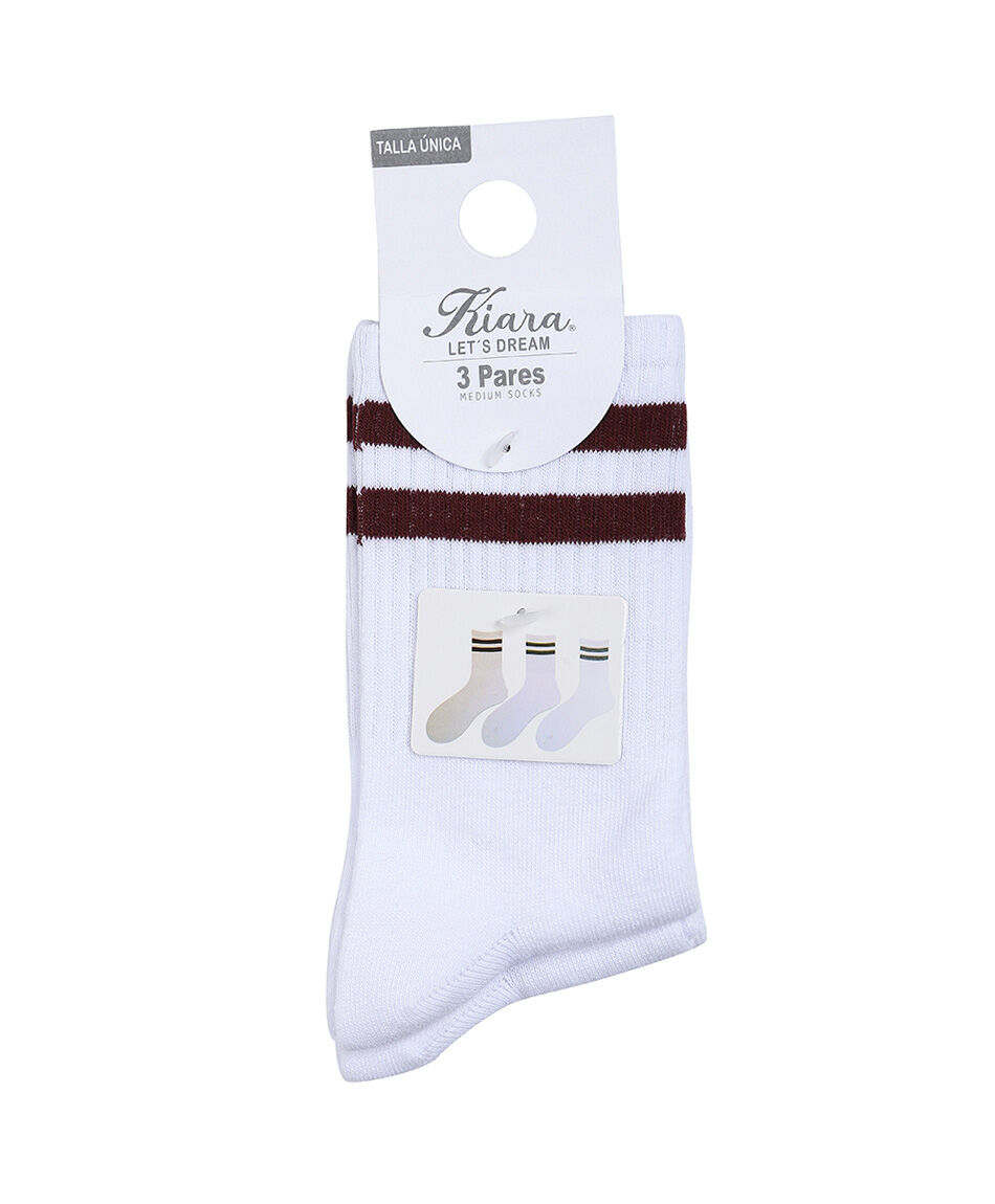 Pack 3 calcetines mujer tenis cl&aacute;sico