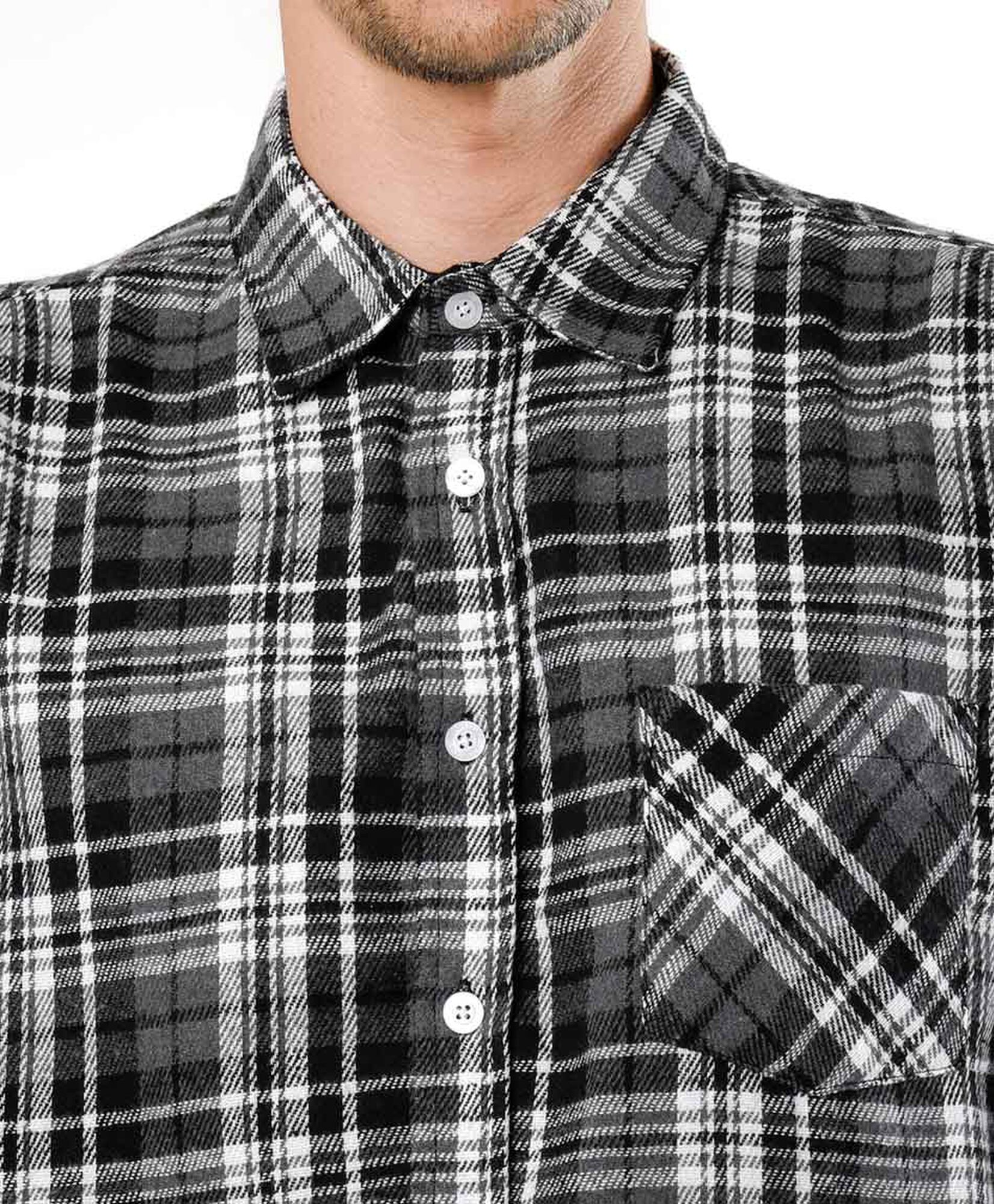 Camisa hombre franela cuadrille blanco y negro Camisa hombre franela cuadrille blanco y negro