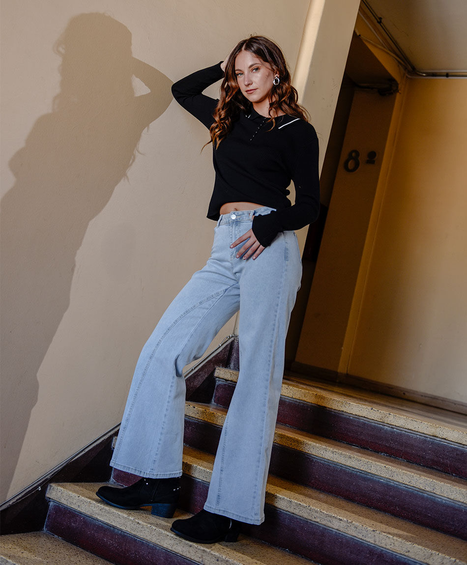 Jeans mujer wide leg  costuras